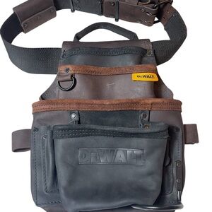 DeWalt Brown and Black Leather Tool Belt Pouch — Men's Belt Bag